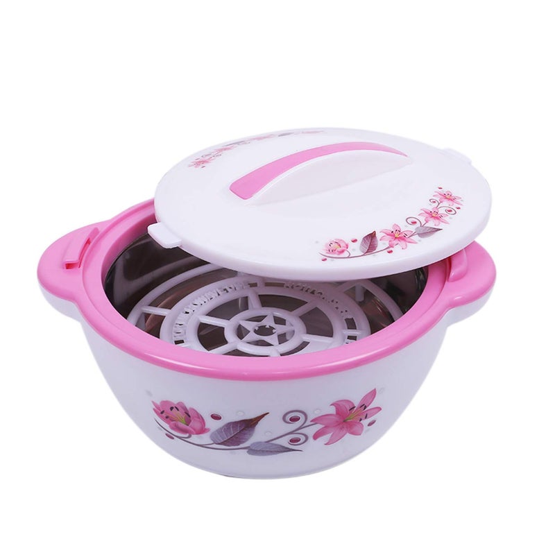 Kuber Industries Floral Design Insulated Orchid Casserole/Hotpot 1500 Ml (Pink) - Image 3