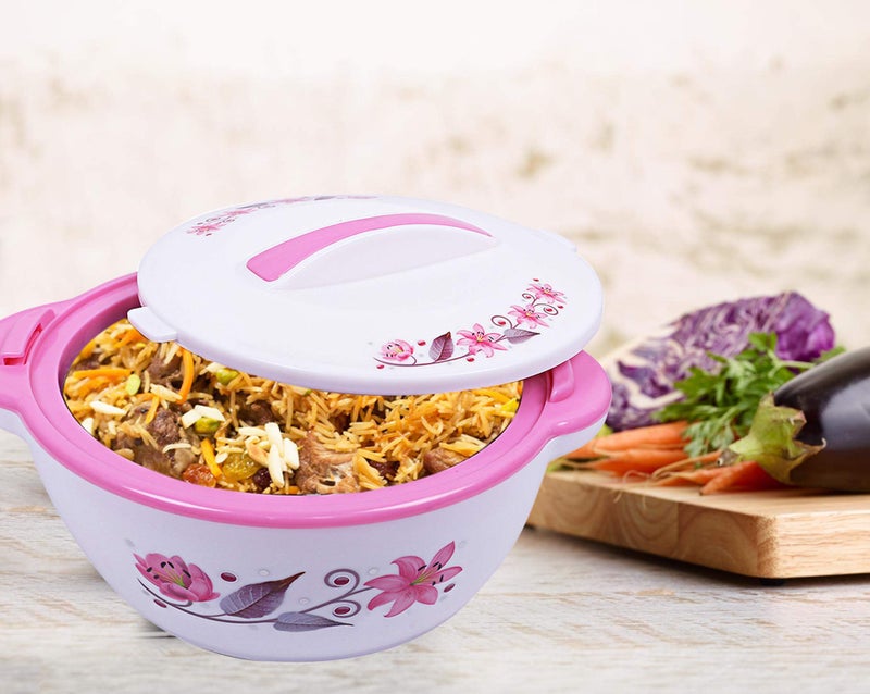Kuber Industries Floral Design Insulated Orchid Casserole/Hotpot 1500 Ml (Pink) - Image 4