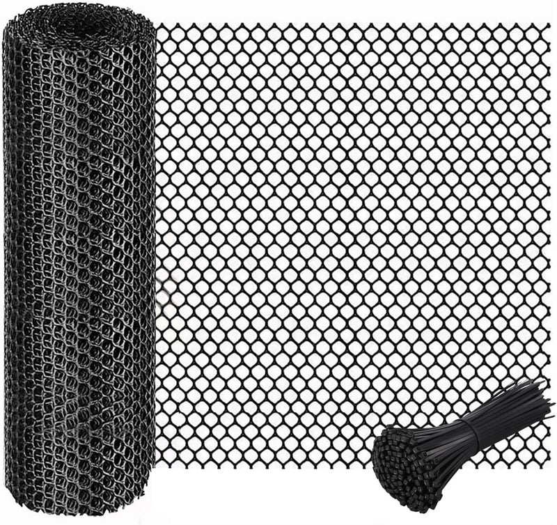 GENNIZZ Black Plastic Wire Mesh Fence Roll, 15.7IN x 16.4FT (0.4m x 5m) Chicken Wire Mesh, Durable Plastic Fencing & Netting for Poultry,Dog,Rabbit - Image 1