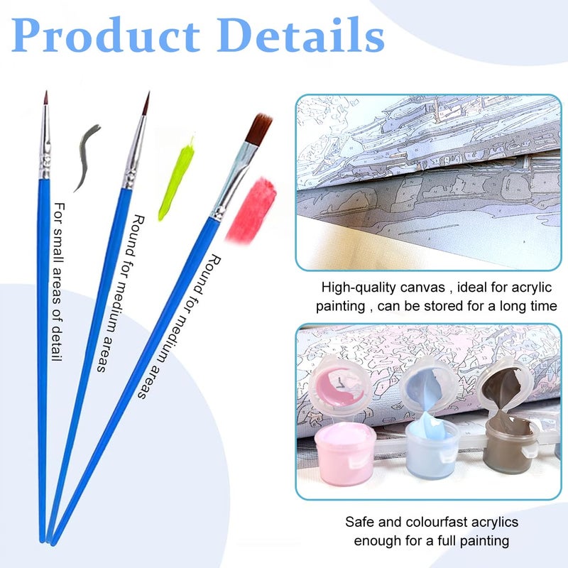 HASTHIP ® طلاء حسب الرقم للبالغين على قماش، طلاء المناظر الطبيعية حسب الرقم، مجموعة طلاء الأرقام للبالغين على قماش مع فرش وأكريليك، ديكور جدران المنزل، 40 × 50 سم، بنفسجي - Image 3