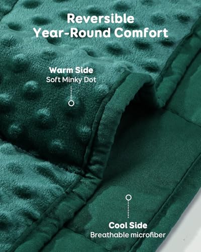 Kivik Minky Dot Weighted Blanket for Adults, 12 lbs Breathable Heavy Throw Blankets, Ultra Soft Cooling Weighted Comforter, Machine Washable, 48"x72" Twin, Dark Green - Image 3