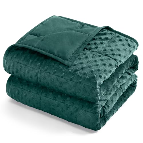 Kivik Minky Dot Weighted Blanket for Adults, 12 lbs Breathable Heavy Throw Blankets, Ultra Soft Cooling Weighted Comforter, Machine Washable, 48"x72" Twin, Dark Green - Image 1