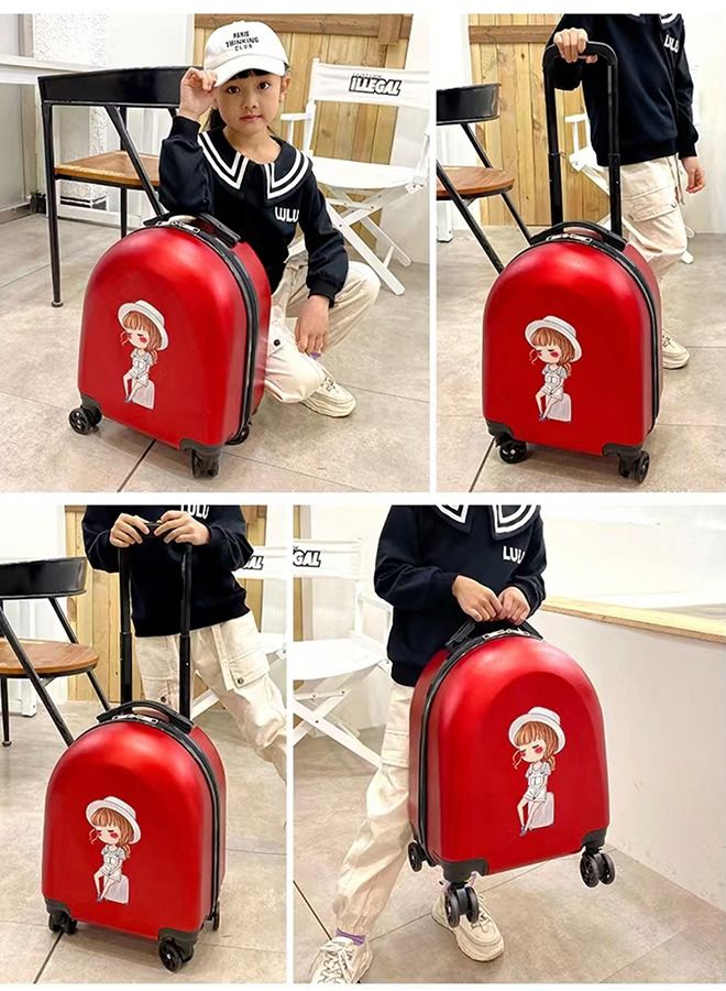 CityRiya-Long Kids Luggage Travel Suitcase Children's Carry on Luggage 18" Cartoon Rolling Trolley Case Ride-on Wheeled Suitcase for Children Toddlers Boys Girls  - Image 4