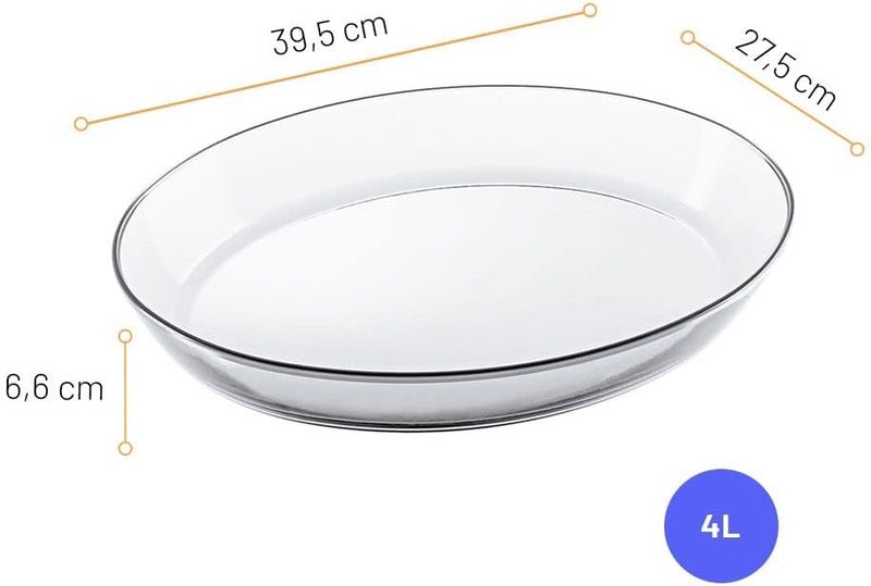 Marinex Large Oval Glass Roaster 4.0L  Extra-Large Heat-Resistant Bakeware Dish | Transparent Oven-Safe Roasting & Baking Tray | Ideal for Lasagna, Casseroles, Roasts, Pasta Bakes & Family Gatherings - Image 3