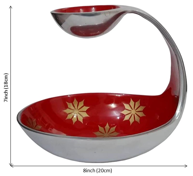 Purpledip Serving Platter Red Tray for Snacks Attached Bowl for DipsChutney Unique Table Dcor Gift 10588 - Image 5