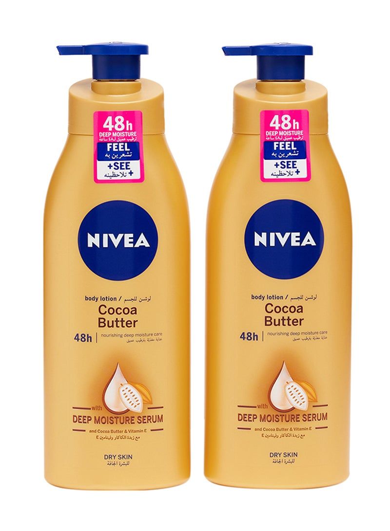 Nivea لوشن الجسم بزبدة الكاكاو مع مصل مرطب عميق 400 مل عبوة من قطعتين