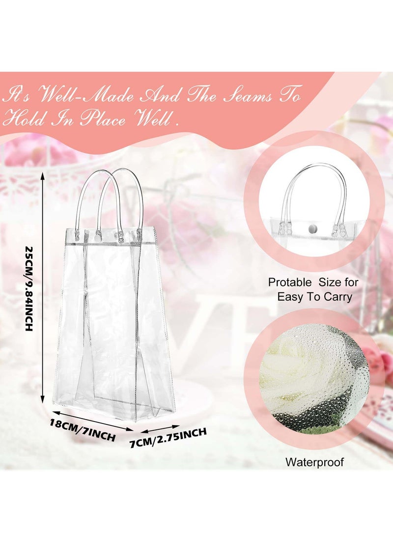 KASTWAVE Clear PVC Gift Bags Reusable Transparent Shopping Bag Gift Wrap Tote with Handles for Wedding Flowers Birthday Day Party Bags 25 x 18 x 7cm(10Pcs) - Image 3