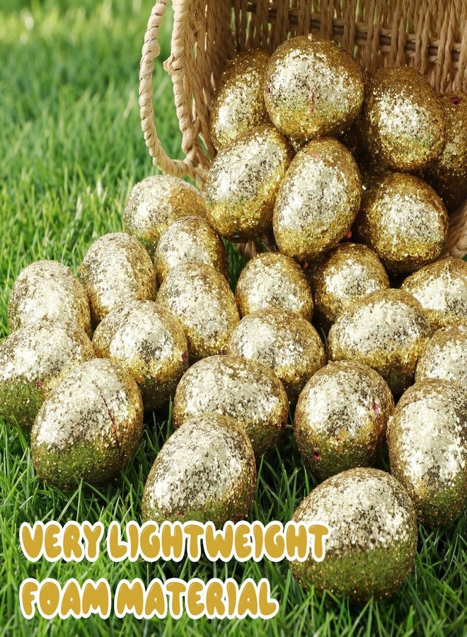 Seenelling 30 Pcs Glitter Easter Eggs 2.3 Inch Plastic Easter Eggs Fillable Hunt Basket Stuffer for Holiday Decor Craft Projects - Image 4