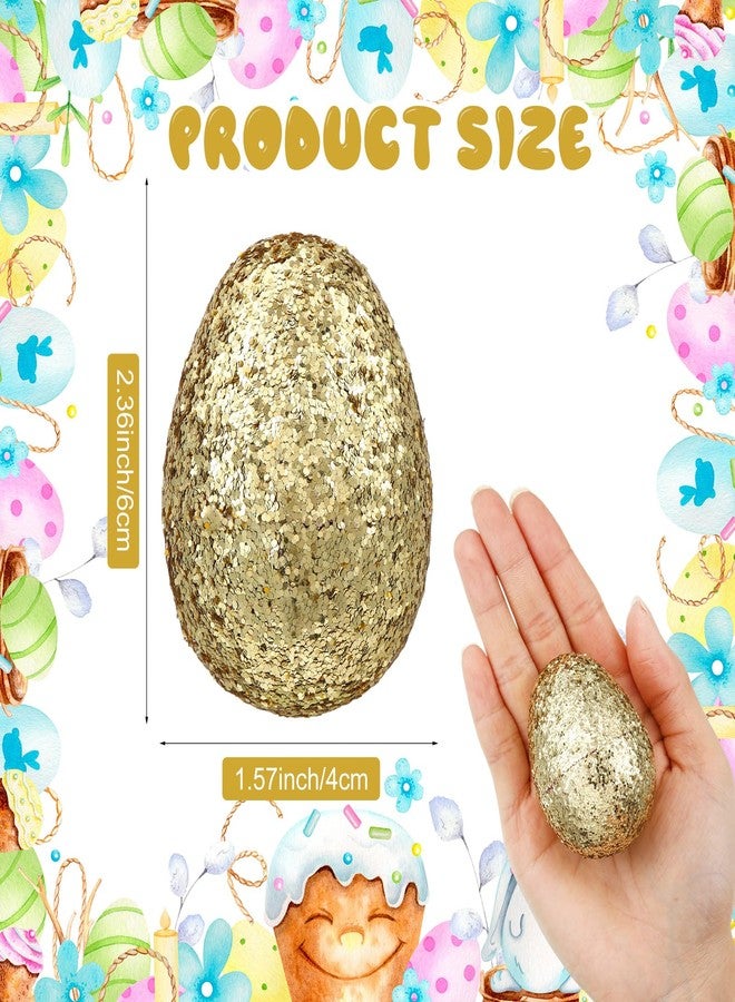 Seenelling 30 Pcs Glitter Easter Eggs 2.3 Inch Plastic Easter Eggs Fillable Hunt Basket Stuffer for Holiday Decor Craft Projects - Image 2