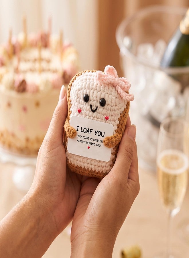 Crisky Handmade Gifts for Him Her with Greeting Card, Crochet Toast "I Loaf You" Gift | Anniversary Cute Gifts for Men Women Boyfriend Girlfriend Couples, I Love You Gift for Birthday Wedding Long Distance Desk Decor - Image 5