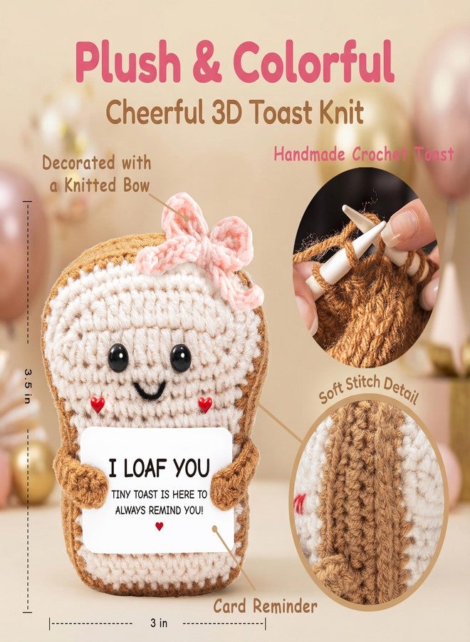 Crisky Handmade Gifts for Him Her with Greeting Card, Crochet Toast "I Loaf You" Gift | Anniversary Cute Gifts for Men Women Boyfriend Girlfriend Couples, I Love You Gift for Birthday Wedding Long Distance Desk Decor - Image 2