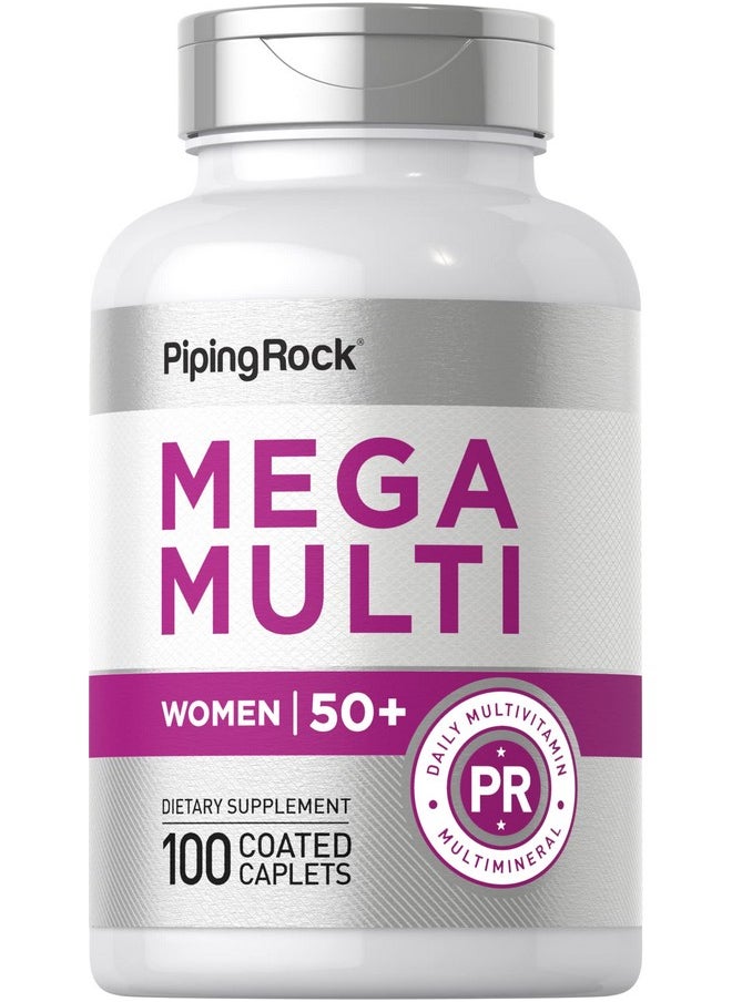 Piping Rock Women Multivitamin 50 Plus ; 100 Coated Caplets ; Mega Multi Vitamin For Women ; Nongmo Gluten Free Supplement  - Image 1