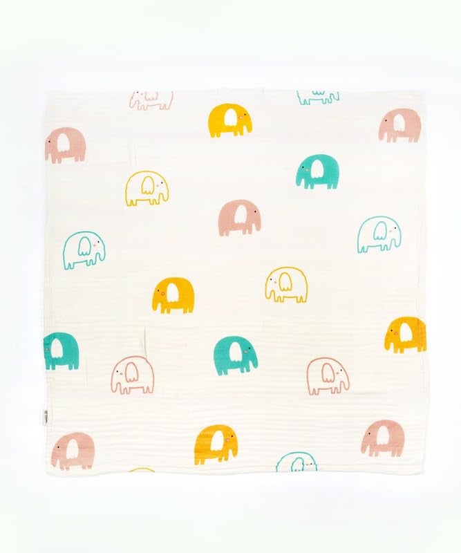 Doctor Towels, Bamboo Baby Swaddle Wrap for New Born, Muslin Towel for Baby, 75 x 75 cm, 300 GSM, Pack of 1 Towels for Newborn, Soft Baby Towels for 0 to 2 Years (Elephant) - Image 5