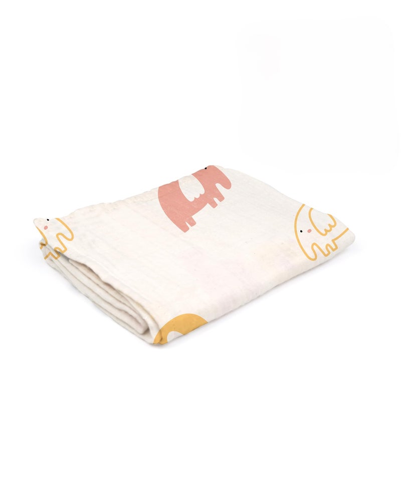 Doctor Towels, Bamboo Baby Swaddle Wrap for New Born, Muslin Towel for Baby, 75 x 75 cm, 300 GSM, Pack of 1 Towels for Newborn, Soft Baby Towels for 0 to 2 Years (Elephant) - Image 4