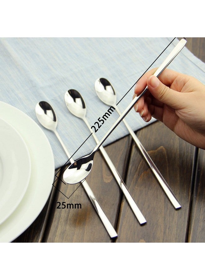 AOOSY AOOSY Long Handle Spoon, Coffee Stirrers, 9-inch Ice Tea Spoon,Premium 18/10 Stainless Steel Iced Teaspoon for Mothers Milks Tea Mixing Cocktail Stirring Coffee Milkshake Cold Drink, Set of 6  - Image 3