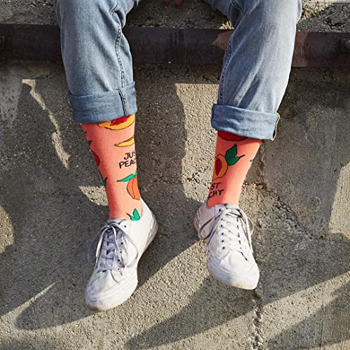 ooohyeah Women's Funny Fruit Crew Socks, Crazy Novelty Cotton Dress Socks Gift, Saying Peachy, Size 5-10 - Image 3