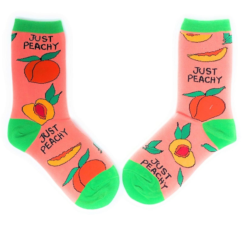 ooohyeah Women's Funny Fruit Crew Socks, Crazy Novelty Cotton Dress Socks Gift, Saying Peachy, Size 5-10 - Image 5