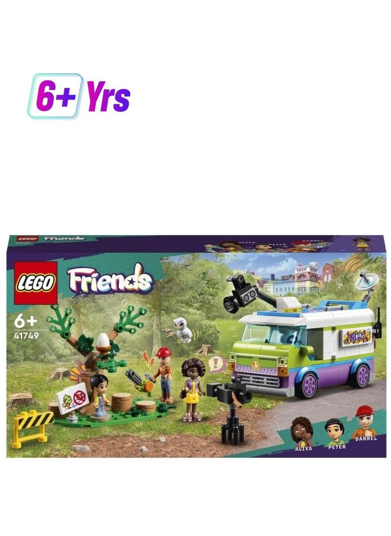 LEGO LEGO 41749 Friends Newsroom Van, Animal Rescue Playset, Pretend to Film and Report News with Toy Truck, Owl Figure and Aliya Mini-Doll  - Image 1