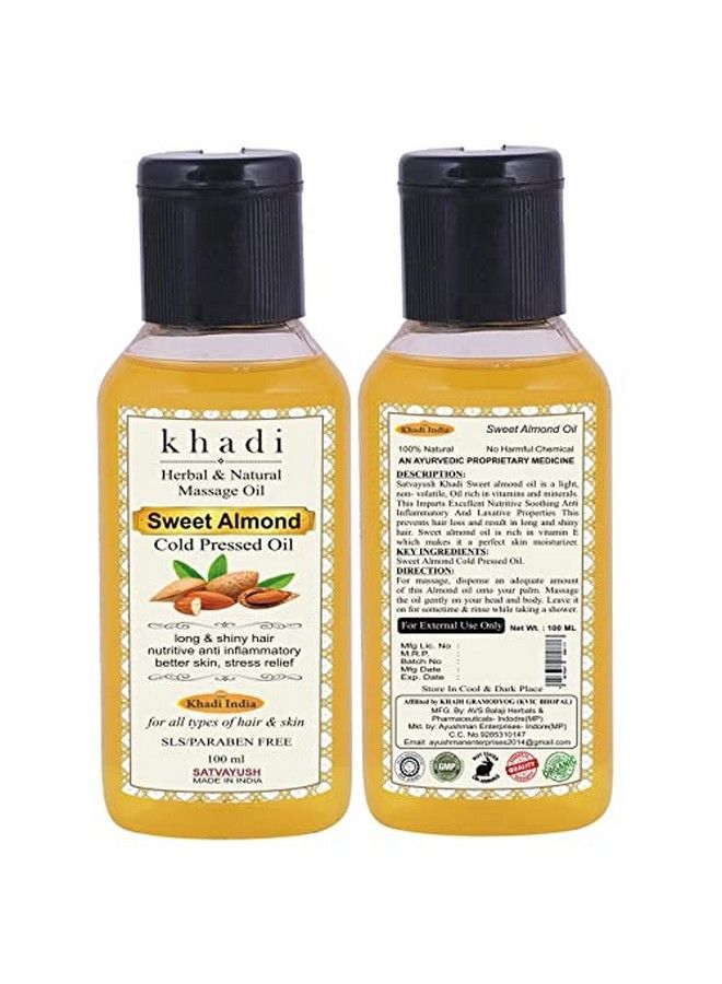 Satvayush Khadi Sweet Almond Oil Badam Oil For Hair & Body Massage Ayurvedic Natural & Herbal Oil 100 Ml - Image 3