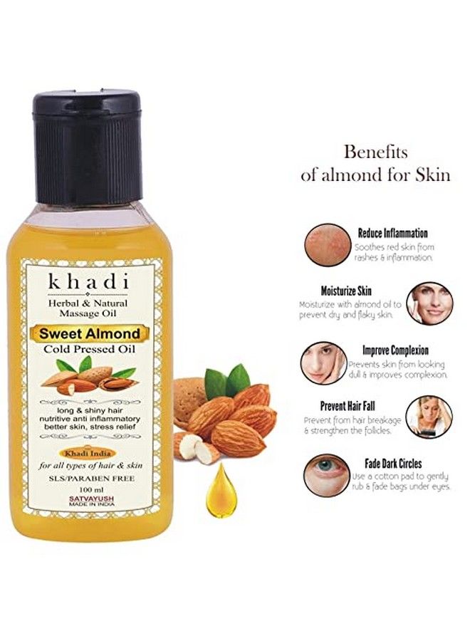 Satvayush Khadi Sweet Almond Oil Badam Oil For Hair & Body Massage Ayurvedic Natural & Herbal Oil 100 Ml - Image 4