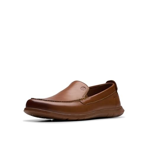 Clarks Men's Flexway Step Loafer, Tan Leather, 10 - Image 1