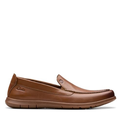 Clarks Men's Flexway Step Loafer, Tan Leather, 10 - Image 2