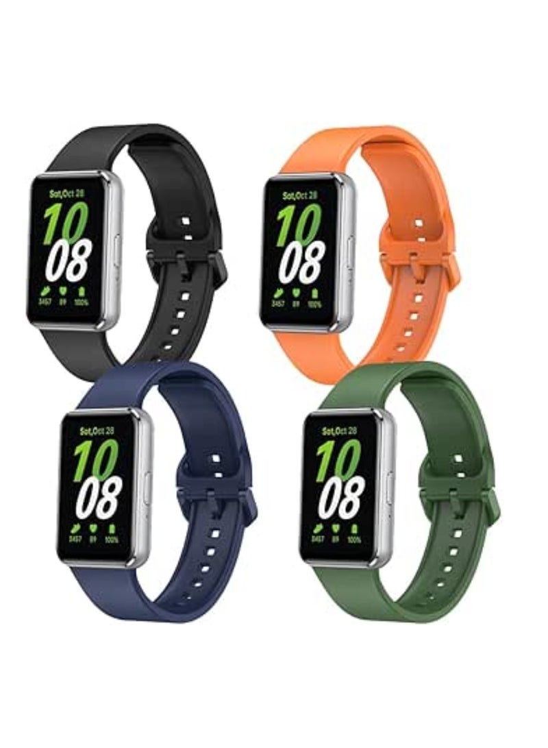 Aookay 4Pcs Silicone Strap for Samsung Galaxy Fit 3 Replacement Belt Watchband for Samsung Galaxy Fit 3 WristBand Bracelet (Black+Blue+Green+Orange)  - Image 1