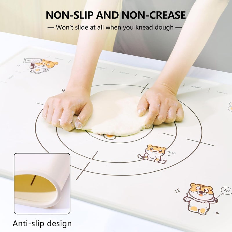 Cookstyle 34x24 Inch Extra Thick Silicone Pastry Board, Silicone Baking Mat with Measurements, Non-slip Silicone Mat, Kneading Counter Mat, Non-Stick Dough Mat with Edge Heightening - Image 3