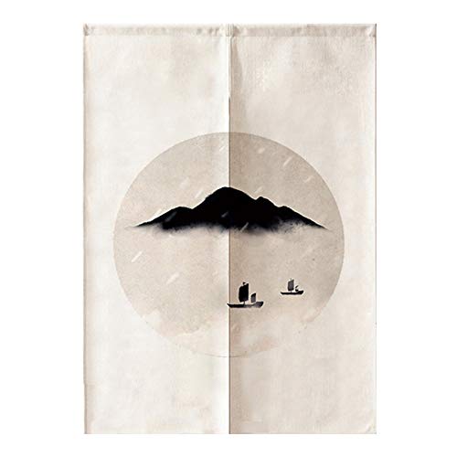 MYRU MYRU Chinese Ink Style Door Curtain Japanese Noren Room Decoration Feng Shui Ink Sunrise 33 by 59 Inch