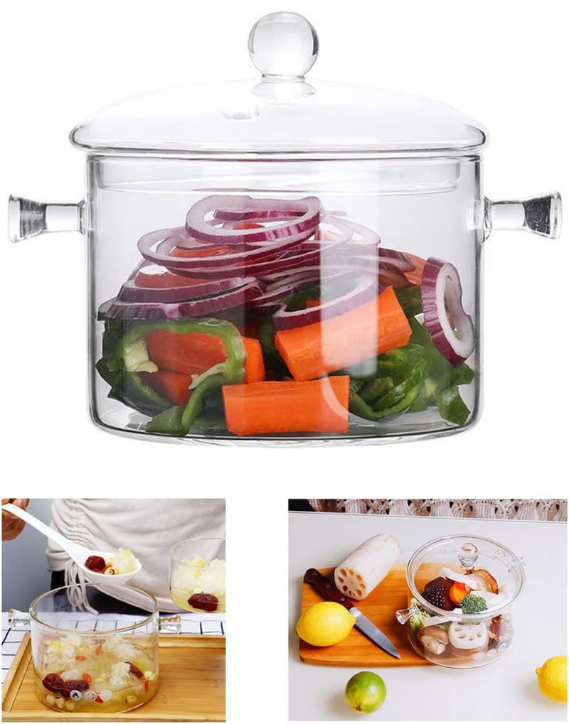 Glass Saucepan 23L78OZ Glass Saucepan HeatResistant Borosilicate Glass Handmade Cookware Set stovetop Pot Safe for Pasta Noodle Soup Milk Teasalad 23L78OZ