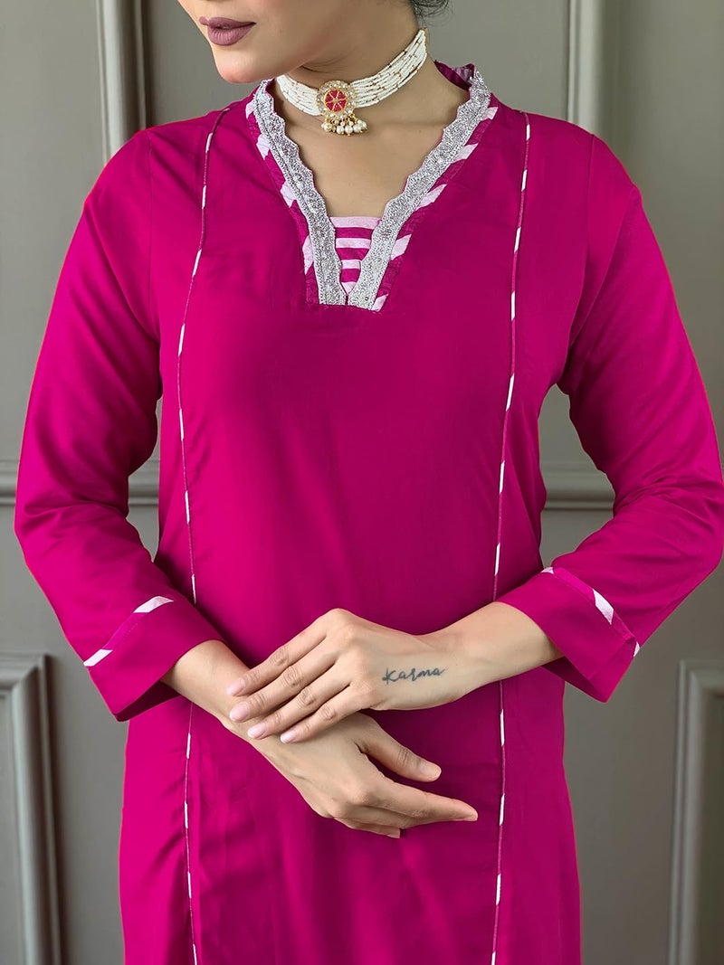 Naixa Women's Gajri Viscose Embroidered Straight Kurta with Viscose Pant and Chiffon Printed Dupatta Sets (NX-447-Gajri-XL) - Image 4