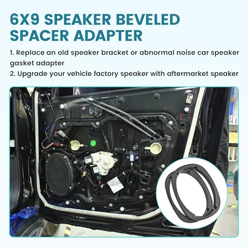 NuIth 6X9 Universal Plastic Vehicle Speaker Spacer Ring Adapter, 6x9 Inch Car Speaker Beveled Spacer Mounting Bracket Adapter Refit Audio Speaker Mat, 1 Pair - Image 2