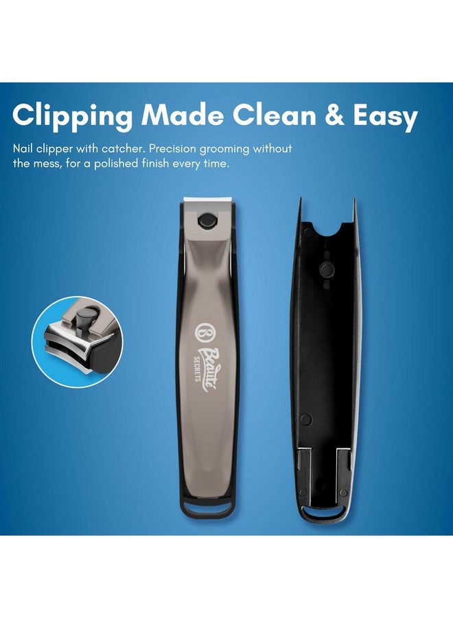 Beaute Secrets 2 Pieces Nail Cutter Set With Catcher, No Splash Fingernail Toenail Clippers Nail Cutter Set, Black Stainless Steel, Good Gift For Women And Men (Bs-Mt-25A) - Image 4