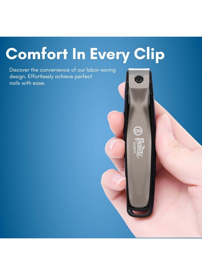 Beaute Secrets 2 Pieces Nail Cutter Set With Catcher, No Splash Fingernail Toenail Clippers Nail Cutter Set, Black Stainless Steel, Good Gift For Women And Men (Bs-Mt-25A) - Image 2