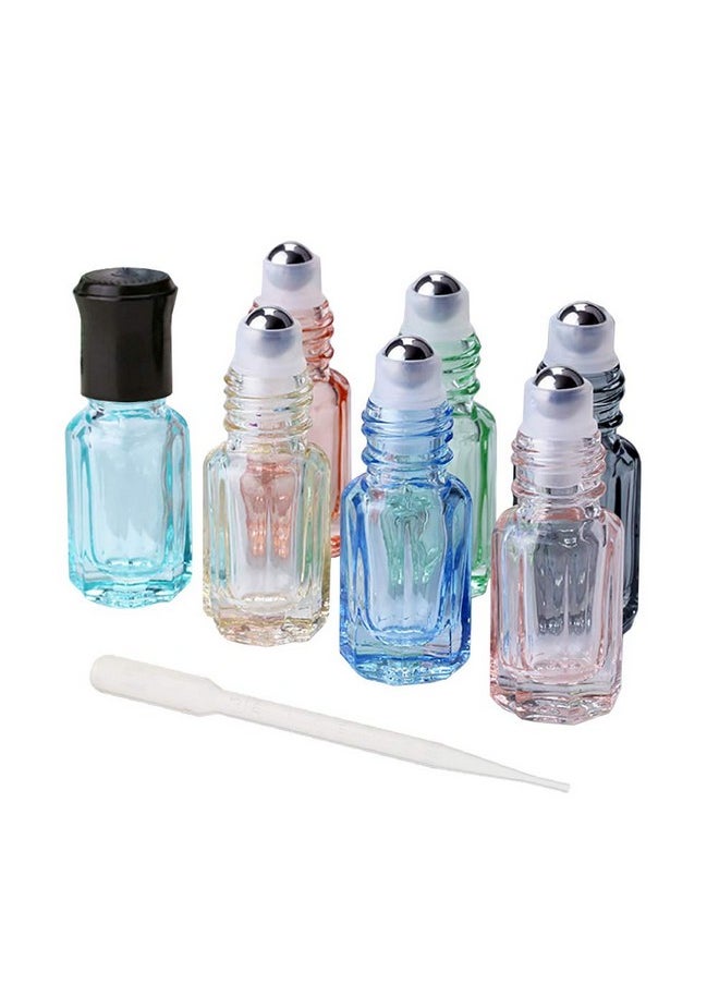 GSHLLO - 10 Pcs 3Ml Refillable Colorful Glass Roller Bottles Roll On Bottles Essential Oil Bottles With 1 Pcs Dropper - Image 1