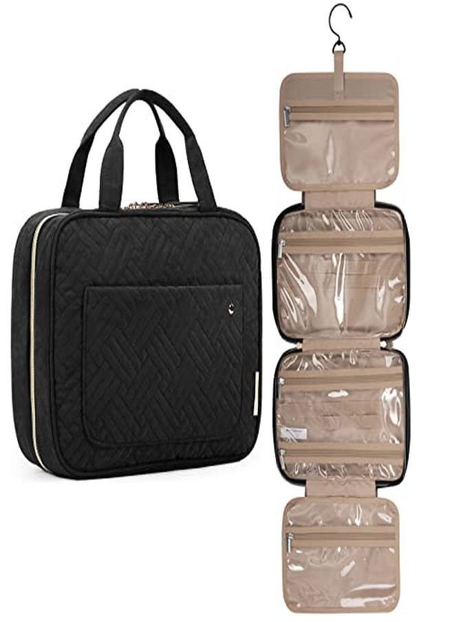 BAGSMART - Toiletry Bag Travel Bag With Hanging Hook, Water-Resistant Makeup Cosmetic Bag Travel Organizer For Accessories, Shampoo, Full Sized Container, Toiletries, Black - Image 1