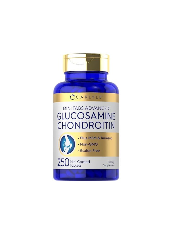 Carlyle Carlyle Glucosamine Chondroitin MSM Turmeric | 250 Mini Tablets | Non-GMO and Gluten Free  - Image 1