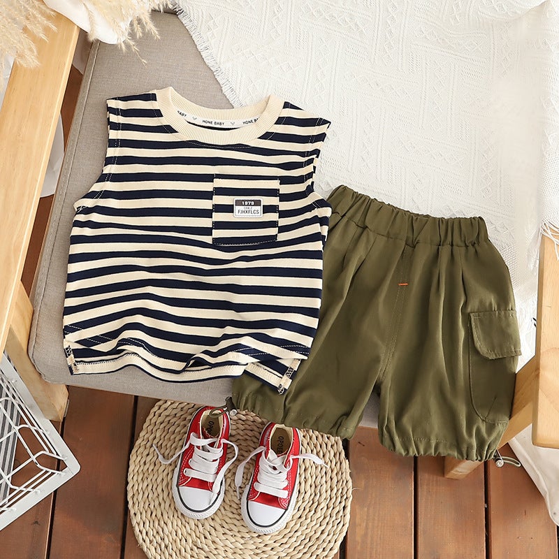 Children'S Vest Men'S Summer Cartoon 2023 New Boys' T-Shirt Baby Summer Clothes Children'S Sleeveless 0-5 Years Old Thin - Image 1