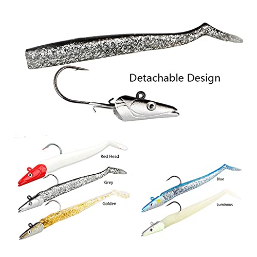ANNIBBY Lead Head Jigs Soft Lures for Hunting or Fishing Lures Swimbaits with Hooks,Artificial Fishing Baits for Saltwater & Freshwater(5pcs/Set) (0.67oz-4.3") - Image 3