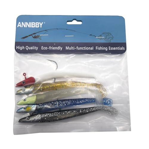 ANNIBBY Lead Head Jigs Soft Lures for Hunting or Fishing Lures Swimbaits with Hooks,Artificial Fishing Baits for Saltwater & Freshwater(5pcs/Set) (0.67oz-4.3") - Image 2