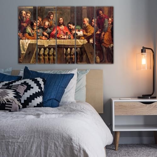 Inephos Jesus The Last Supper Canvas Multiple Frames 3D Painting for Home Decoration - Wall Paintings for Home and Office Decoration, Set of 5, 50 x 30 inches, 10247CF - Image 2