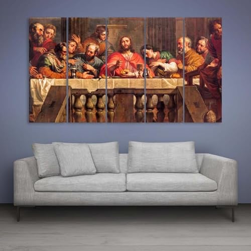 Inephos Jesus The Last Supper Canvas Multiple Frames 3D Painting for Home Decoration - Wall Paintings for Home and Office Decoration, Set of 5, 50 x 30 inches, 10247CF - Image 3