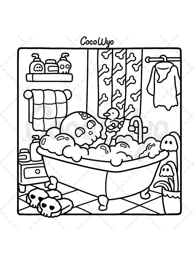Coco Wyo Spooky Cutie: Coloring Book for Adults and Teens Featuring Adorable Creepy Creatures in Cozy Hygge Moments for Relaxation (Cozy Spaces Coloring) - Image 2