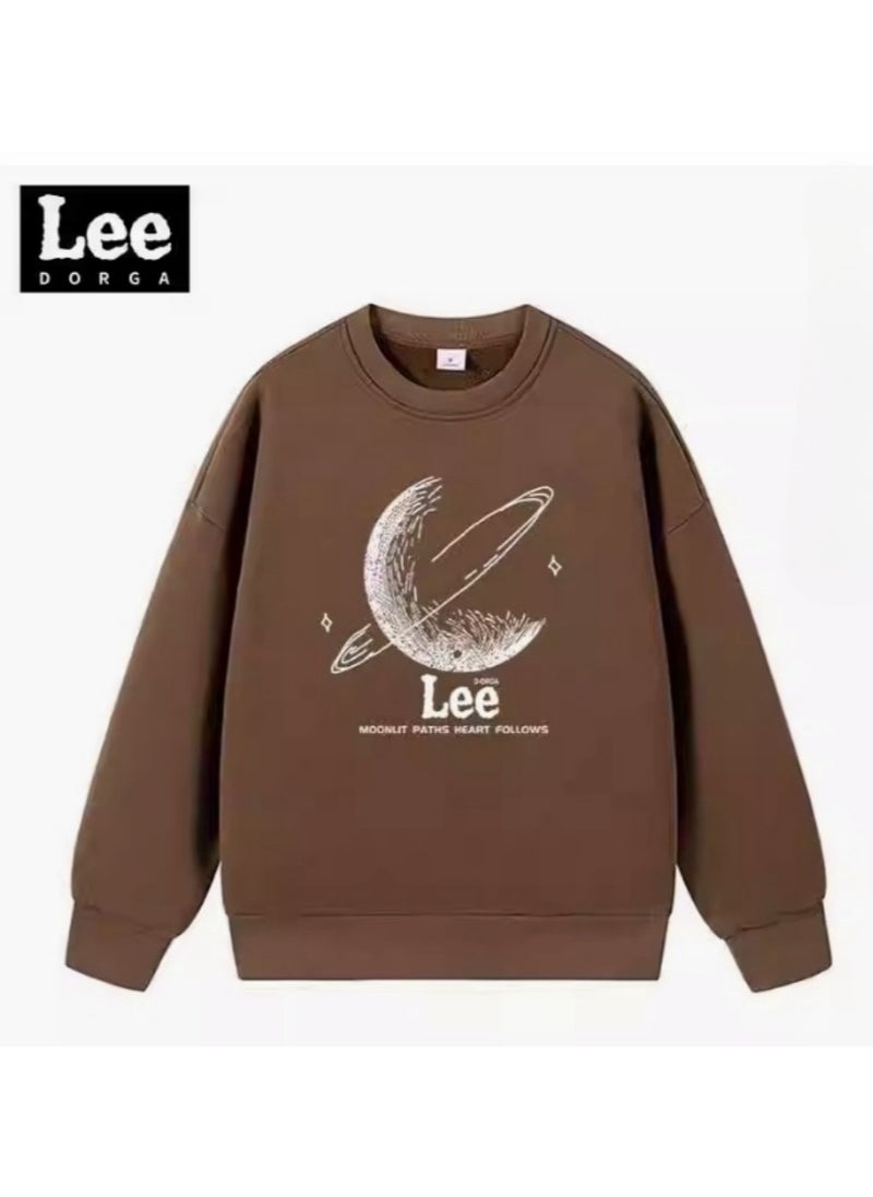 LEE - Lee Brand Hoodie Loose Casual Round Neck Long Sleeved Hoodie - Image 1