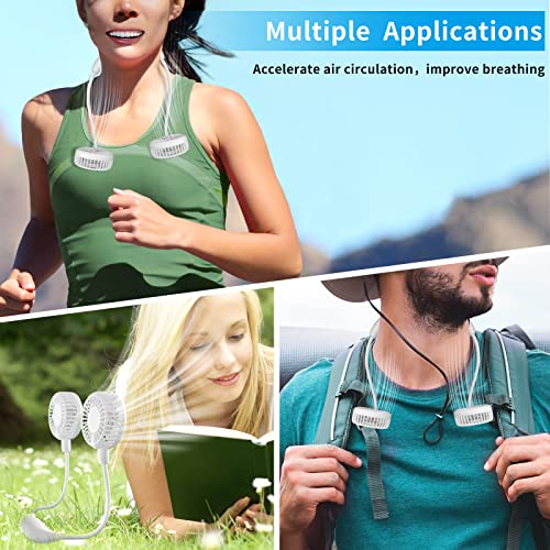 HandFan 5000mAh Neck Fan, 26H Longest Runtime - 6 Speeds Visible Blades Portable Fan, 360° Flex Neck for Gym Office Travel, Safety Grille & Hair Protection (White) - Image 3