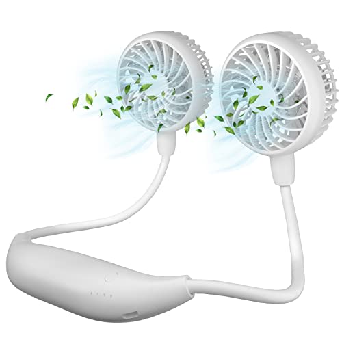 HandFan 5000mAh Neck Fan, 26H Longest Runtime - 6 Speeds Visible Blades Portable Fan, 360° Flex Neck for Gym Office Travel, Safety Grille & Hair Protection (White) - Image 1