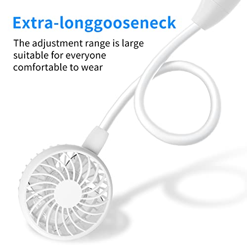 HandFan 5000mAh Neck Fan, 26H Longest Runtime - 6 Speeds Visible Blades Portable Fan, 360° Flex Neck for Gym Office Travel, Safety Grille & Hair Protection (White) - Image 5