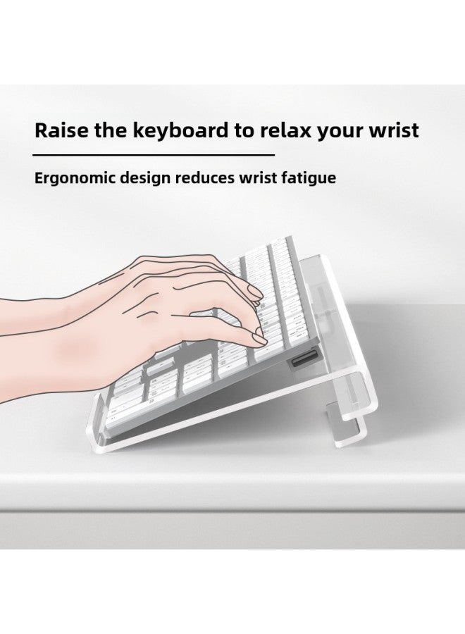 Ergonomic Keyboard Stand Elevated Z-shaped Keyboard Stand Desktop Stand Tilt Transparent Acrylic Keyboard Holder-Color:Black Keyboard Stand + Keyboard Hand Rest - Image 3