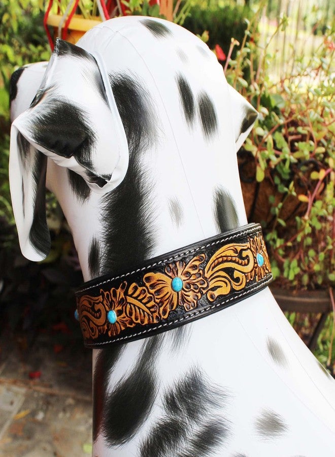 Challenger Small 13''- 17'' Padded Leather Dog Collar Heavy Duty Floral Tooled 60FK16 - Image 5