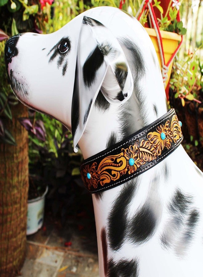 Challenger Small 13''- 17'' Padded Leather Dog Collar Heavy Duty Floral Tooled 60FK16 - Image 4